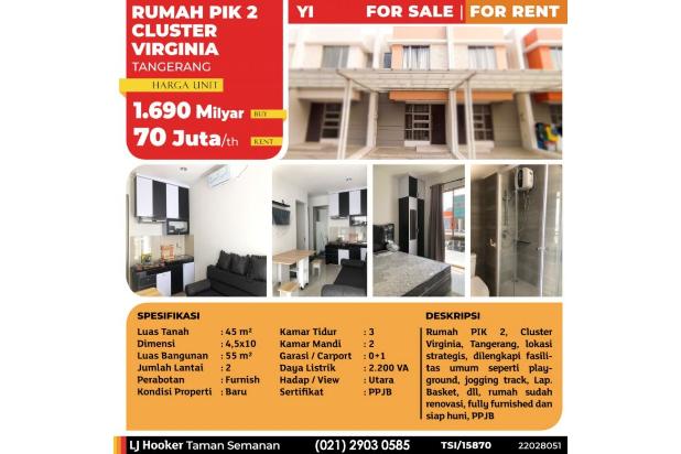 (TSI/15870) Rumah PIK 2, Cluster Virginia, Tangerang, 4.5x10m²