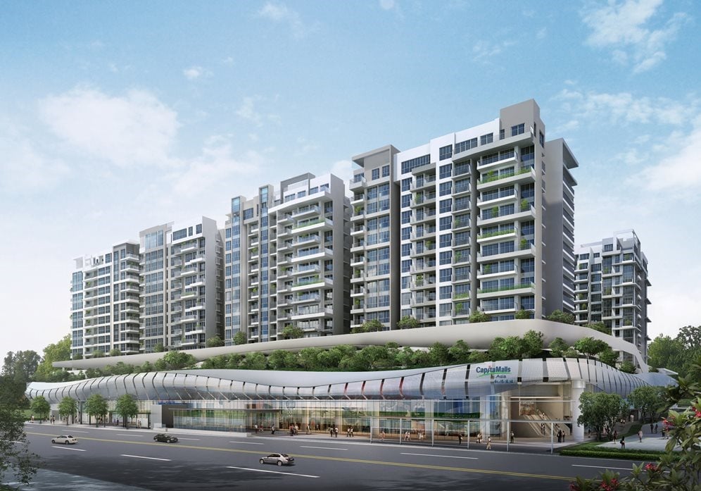 Bedok Mall, with Bedok Residences located just above it, is just next to Bedok MRT