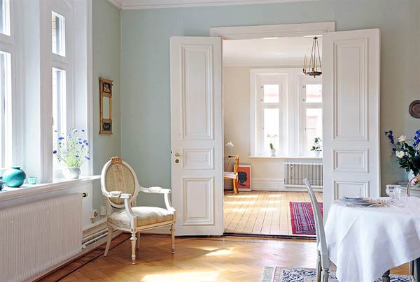 Room with painted white doors