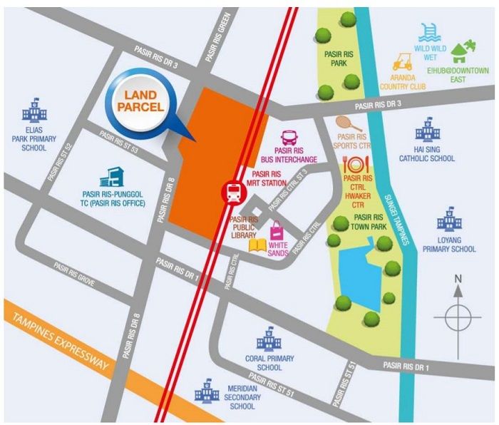 Pasir Ris upside Land Parcel map