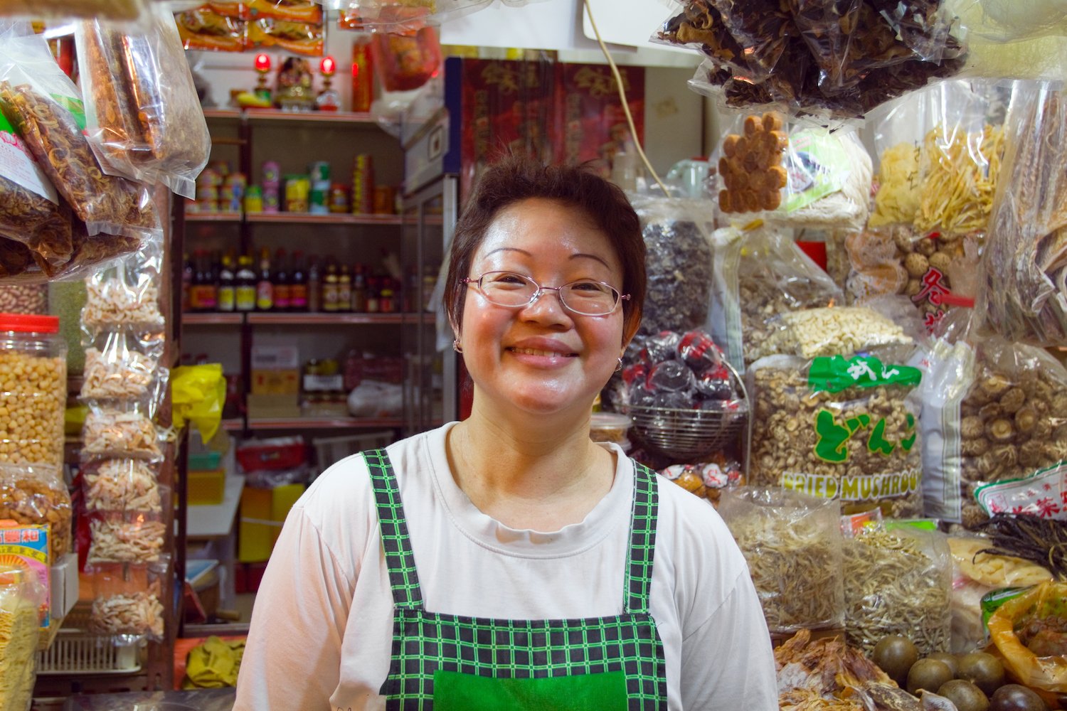 shopkeeper at serangoon gardens market