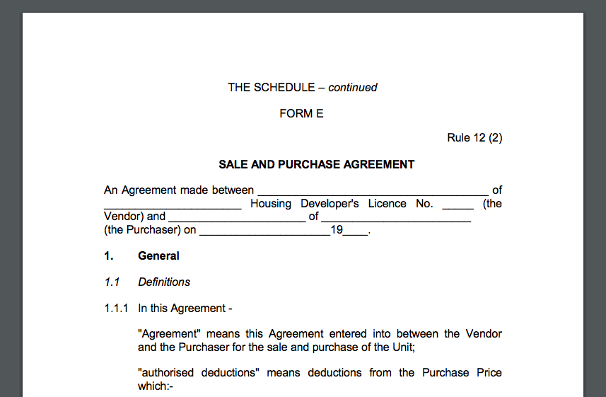 Sales & Purchase Agreement new launch condo