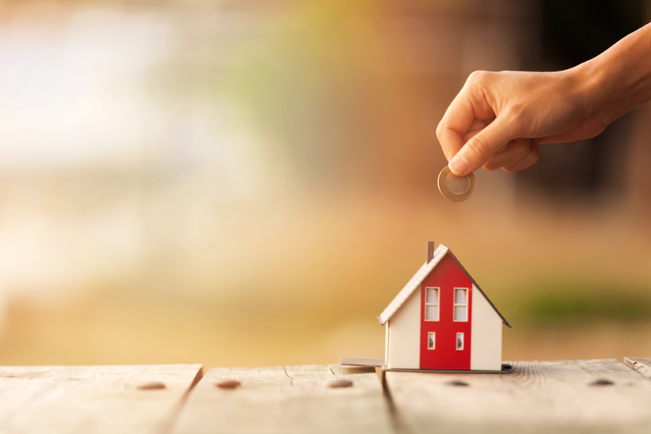 Person putting a coin in a house