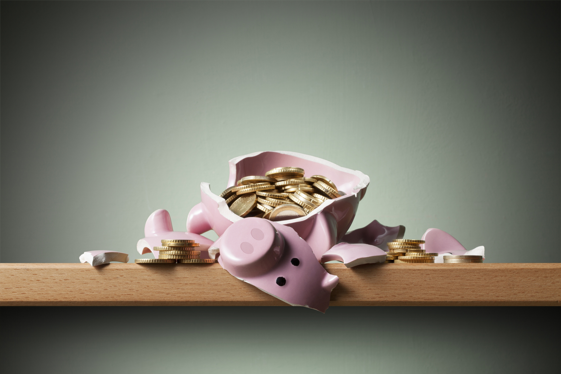 Broken piggy bank