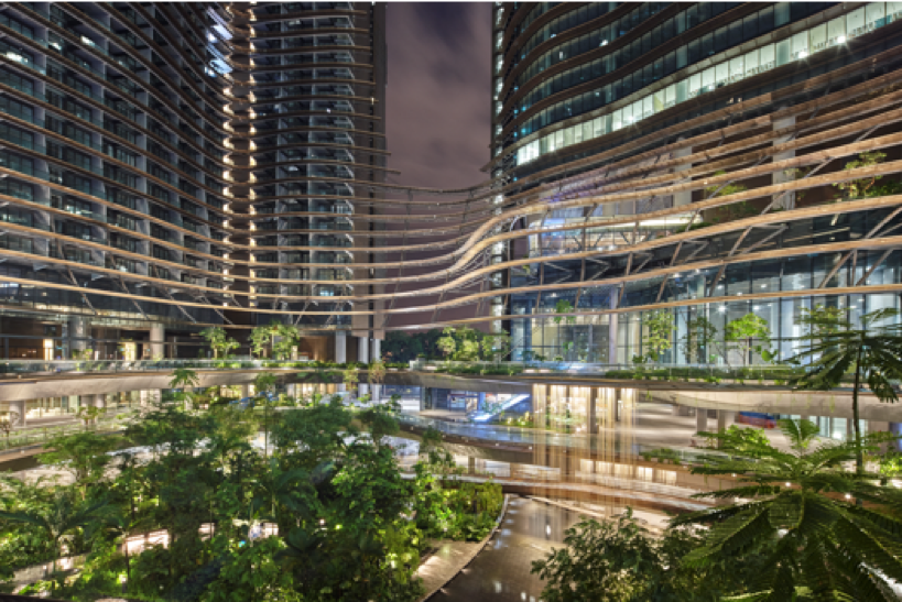 Green Heart forms the core of Marina One around which four towers are built