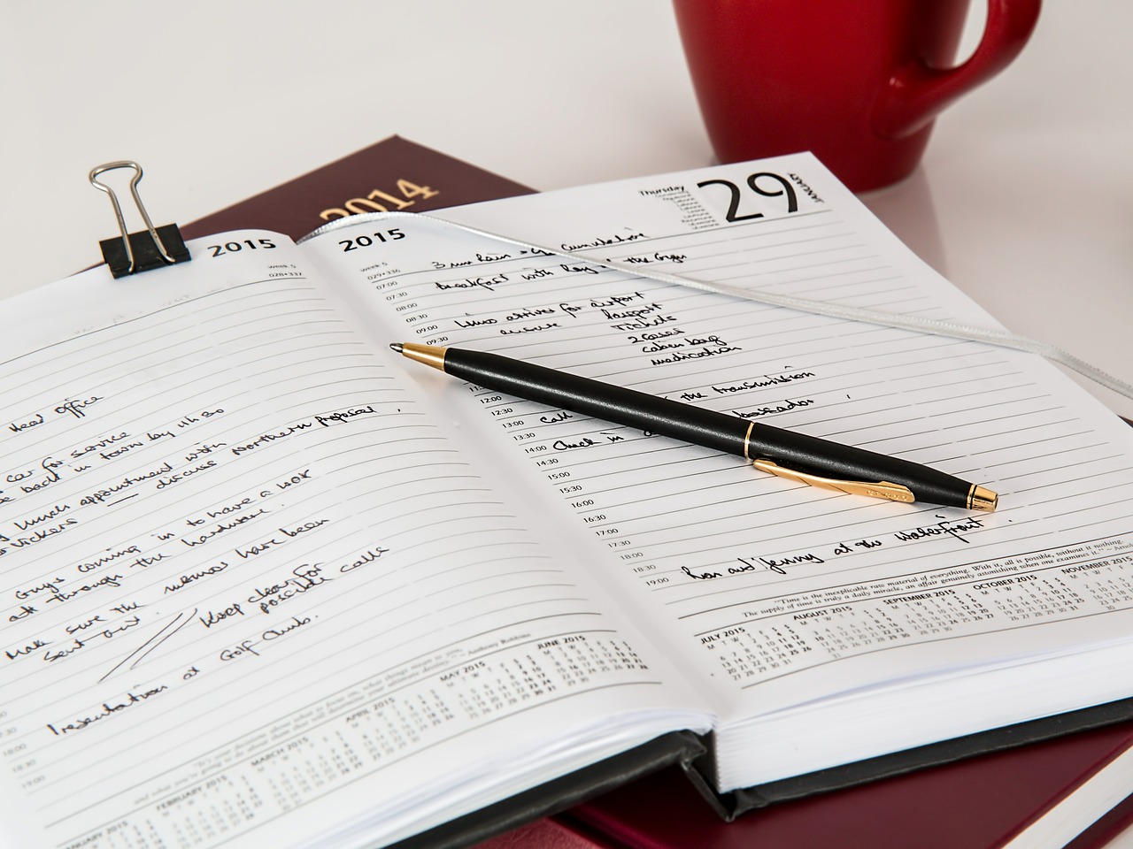 Calendar dates in a book