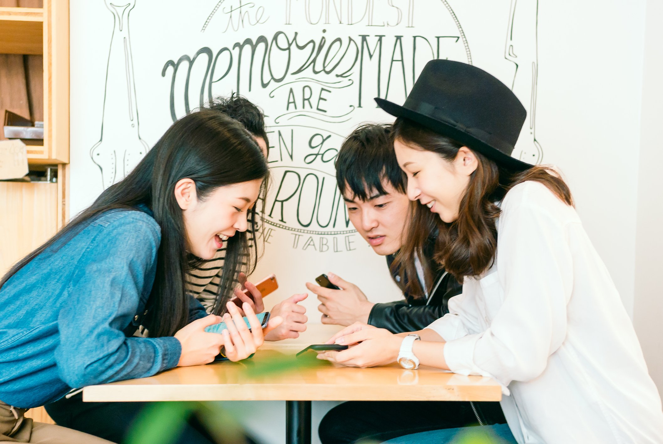 Group of friends talking to each other