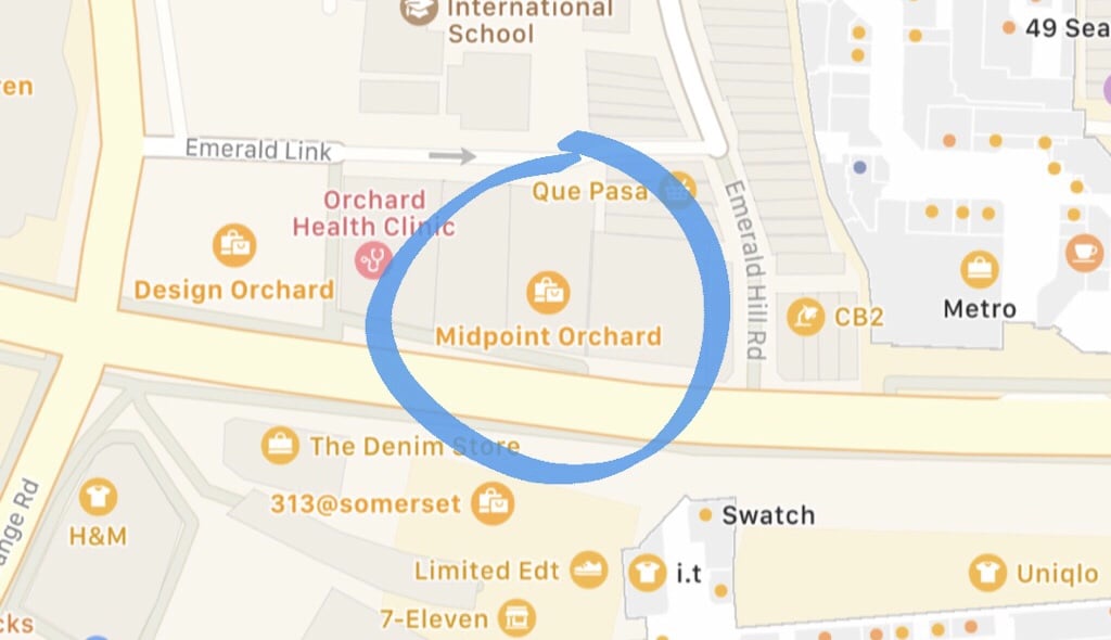 A map showing the location of Midpoint Orchard.