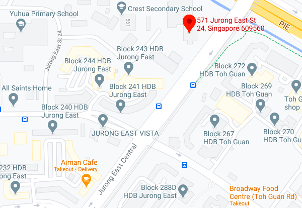 Screenshot of Google Maps showing location of the Jurong East site