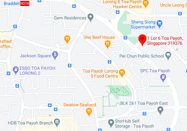 Screenshot of Google Maps showing location of the Toa Payoh site