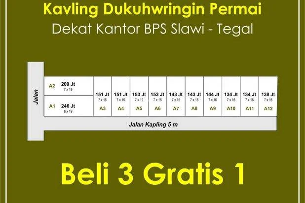 Kavling 100 Jt-an Utara Alun-Alun Slawi SHM Darat