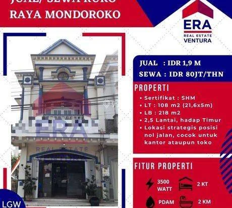 Ruko sewa di nol jalan Raya Malang Surabaya