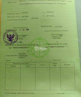 Tanah Kavling Sertifikat Sudah Split di Kalipuro, Banyuwangi