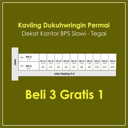 Kavling 100 Jt-an Utara Alun-Alun Slawi SHM Darat