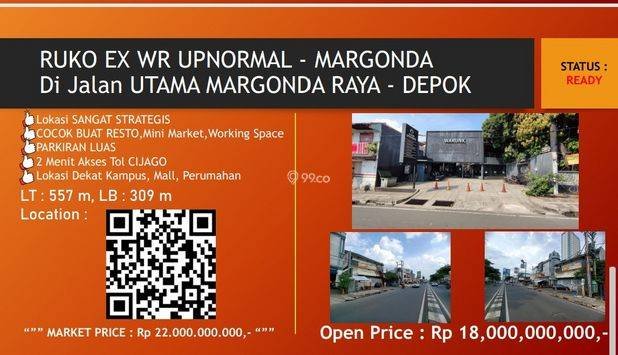 Jual Ruko Jl. Margonda Raya Depok Jawa Barat