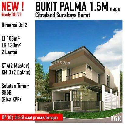 Rumah bukit palma citraland surabaya barat murah siap huni