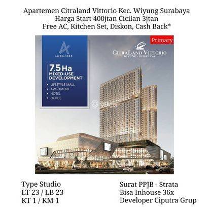 Apartemen Citraland by Ciputra Group Vittorio raya Wiyung