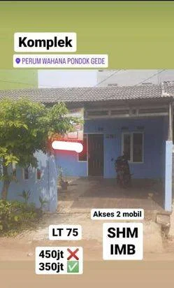 Rumah di bawah pasaran di perum.pondok gede bekasi