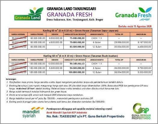 Tanah Kavling di Lokasi Wista "GRANADA LAND"