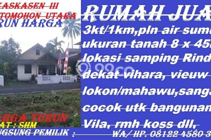 BEST OFFER! Rumah Untuk Investasi area Tomohon Utara, LT 352m² Bangunan 100m² BEST OFFER! Rumah Untuk Investasi area Tomohon Utara, LT 352m² Bangunan 100m²