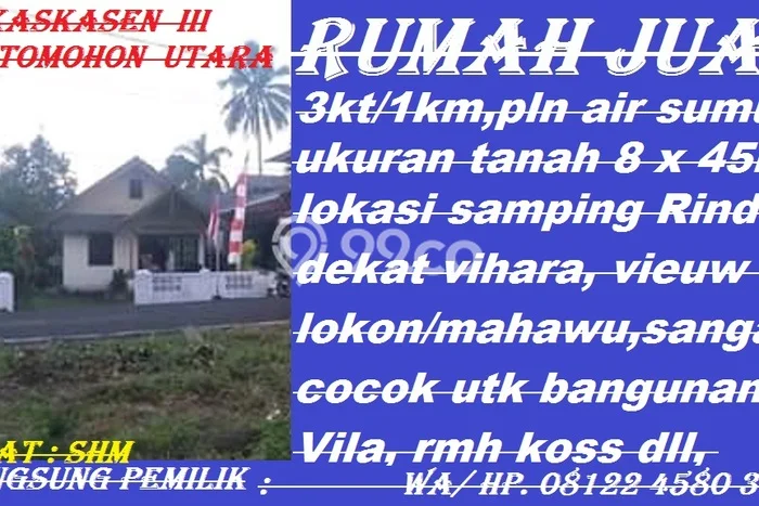 Hunian Berkelas 3 KT 1 KM di Kawasan Asri Tomohon Utara, Tomohon Hunian Berkelas 3 KT 1 KM di Kawasan Asri Tomohon Utara, Tomohon