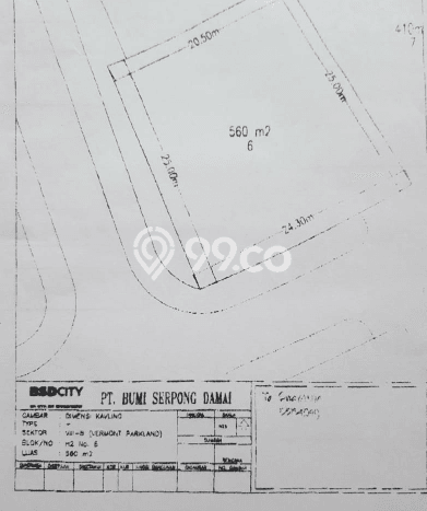 Tanah Dijual Lokasi Strategis di Tangerang dengan Luas 560m2 Tanah Dijual Lokasi Strategis di Tangerang dengan Luas 560m2