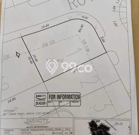 Untuk Dijual Tanah 136m2 di BSD Nusaloka, Tangerang Untuk Dijual Tanah 136m2 di BSD Nusaloka, Tangerang