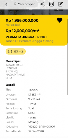 Tanah Dijual di Malang Seluas 163m2 Strategis Tanah Dijual di Malang Seluas 163m2 Strategis
