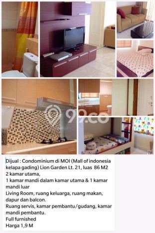 HOT DEAL! Apartemen di Kelapa Gading, 2 KT, Luas 86m² HOT DEAL! Apartemen di Kelapa Gading, 2 KT, Luas 86m²