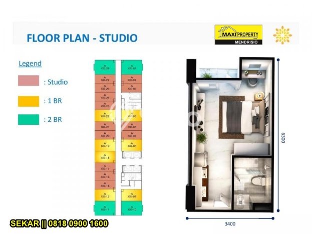 Hunian Apartemen 1 KT 1 KM Dijual di Cibitung Bekasi, Luas 26m2 Hunian Apartemen 1 KT 1 KM Dijual di Cibitung Bekasi, Luas 26m2