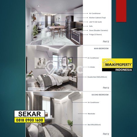Apartemen Terawat Dijual di Tangerang Spesifikasi 3 KT, 0 KM Apartemen Terawat Dijual di Tangerang Spesifikasi 3 KT, 0 KM
