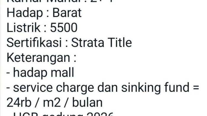 Dijual Apartemen Elit 2 KT & 2 KM di Kelapa Gading, Jakarta Utara Dijual Apartemen Elit 2 KT & 2 KM di Kelapa Gading, Jakarta Utara