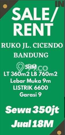 Ruko Paling Dicari LB 760m2 Dijual di Cicendo Ruko Paling Dicari LB 760m2 Dijual di Cicendo