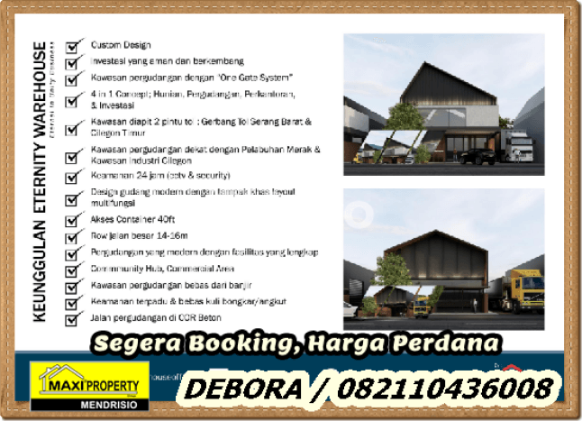 LOKASI STRATEGIS! Gudang Kawasan Kramatwatu, Luas 855m², Pusat Bisnis, Mainroad LOKASI STRATEGIS! Gudang Kawasan Kramatwatu, Luas 855m², Pusat Bisnis, Mainroad