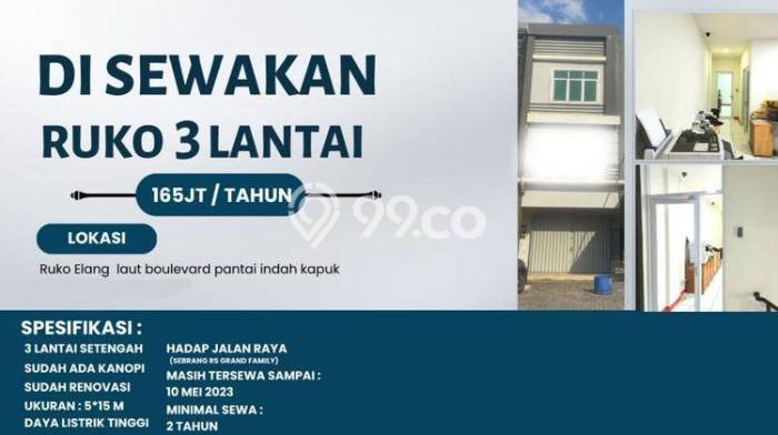 Ruko Disewakan Kawasan Pantai Indah Kapuk, Luas 262m², Lokasi Premium, Ready Usaha Ruko Disewakan Kawasan Pantai Indah Kapuk, Luas 262m², Lokasi Premium, Ready Usaha