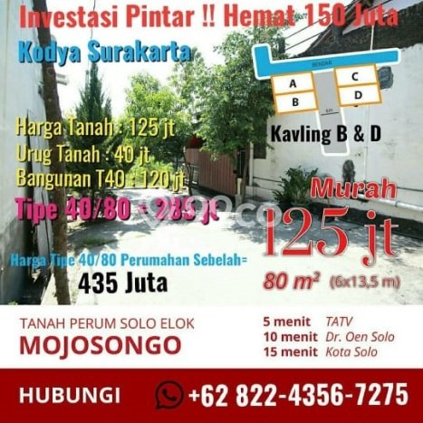 Lahan Kosong Dijual di Solo dengan Area 80m2 Lahan Kosong Dijual di Solo dengan Area 80m2