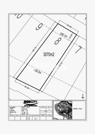 Tanah Kawasan BSD Bukit Golf, Luas 3070m2m², Kawasan Bisnis Tanah Kawasan BSD Bukit Golf, Luas 3070m2m², Kawasan Bisnis