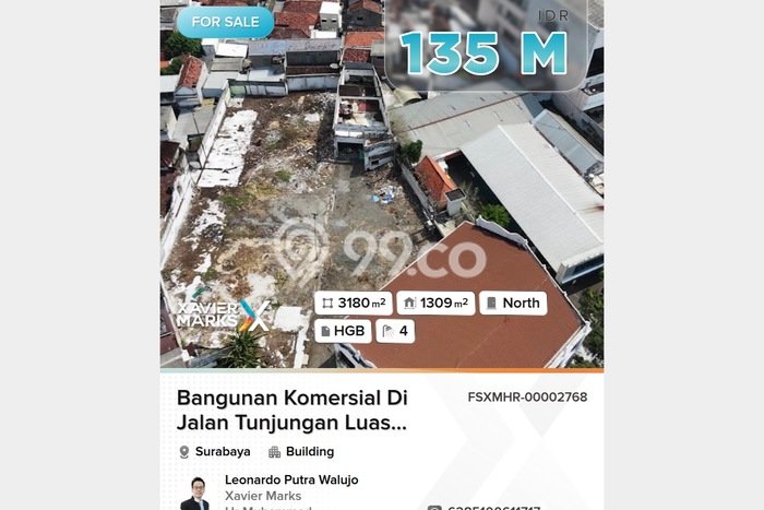 Komersial Dijual di Prime Area Surabaya Luas 1309m2 Komersial Dijual di Prime Area Surabaya Luas 1309m2
