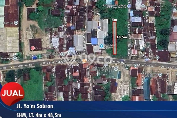 Tanah untuk Dijual Lokasi Pontianak Timur, Pontianak Luas 194m2 SHM Tanah untuk Dijual Lokasi Pontianak Timur, Pontianak Luas 194m2 SHM