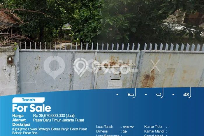 Tanah Kavling Dijual di Jakarta Pusat dengan Spesifikasi 1289m2 Tanah Kavling Dijual di Jakarta Pusat dengan Spesifikasi 1289m2
