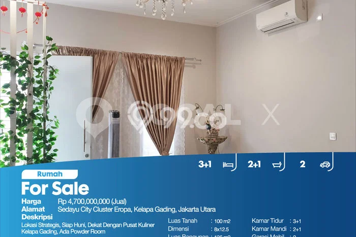 Dijual Hunian Mewah dengan Fasilitas Sekitar Lengkap di Kelapa Gading, Jakarta Utara Dijual Hunian Mewah dengan Fasilitas Sekitar Lengkap di Kelapa Gading, Jakarta Utara