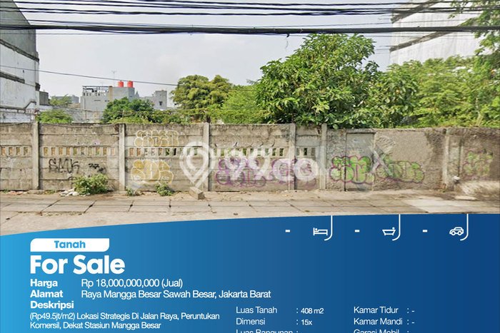 Lahan untuk Dijual di Sawah Besar Jakarta Pusat Luas 408m2 Lahan untuk Dijual di Sawah Besar Jakarta Pusat Luas 408m2