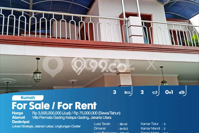 Siap Huni Rumah Mewah 3 Kamar di Kelapa Gading Dekat ke Mana Pun Siap Huni Rumah Mewah 3 Kamar di Kelapa Gading Dekat ke Mana Pun