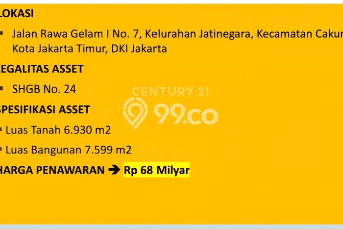 Tanah untuk Dijual di Jatinegara Jakarta Timur Luas 6930m2 Tanah untuk Dijual di Jatinegara Jakarta Timur Luas 6930m2