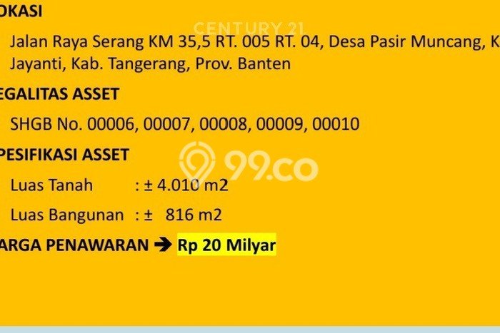 Dijual Tanah di Jayanti Tangerang Luas 4010m2 SHM Dijual Tanah di Jayanti Tangerang Luas 4010m2 SHM