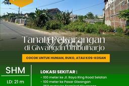Tanah Komersial Dijual di Gedong Tengen Yogyakarta 570m2 Tanah Komersial Dijual di Gedong Tengen Yogyakarta 570m2