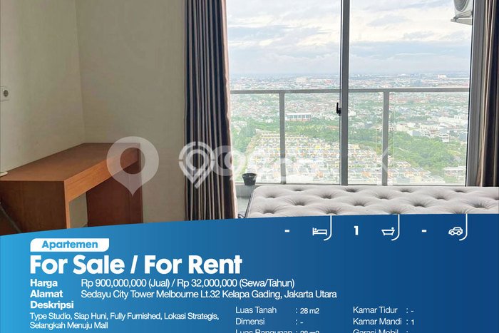 Apartemen Disewakan Terjangkau 0 KT / 1 KM di Kelapa Gading, Jakarta Utara Apartemen Disewakan Terjangkau 0 KT / 1 KM di Kelapa Gading, Jakarta Utara