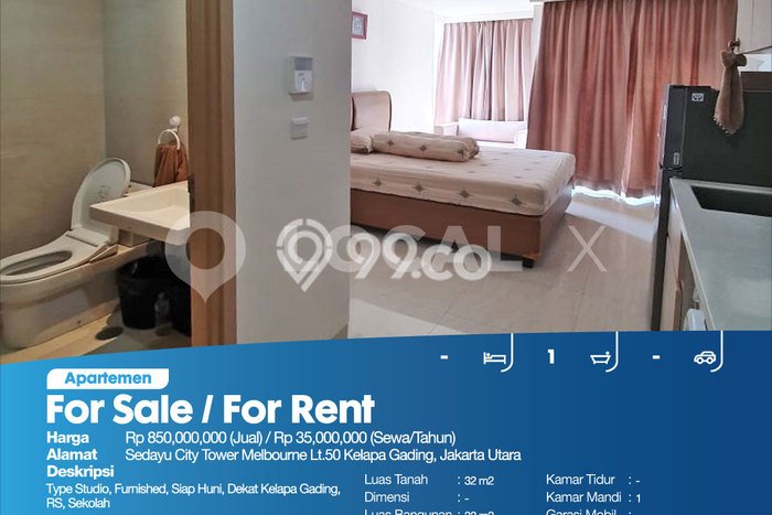 Apartemen Siap Pakai 0 BR dengan Harga Terjangkau di Area Kelapa Gading, Jakarta Utara Apartemen Siap Pakai 0 BR dengan Harga Terjangkau di Area Kelapa Gading, Jakarta Utara