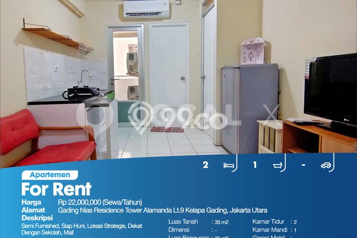 Sewa Sekarang Apartemen Minimalis 2 KT di Kawasan Kelapa Gading Sewa Sekarang Apartemen Minimalis 2 KT di Kawasan Kelapa Gading