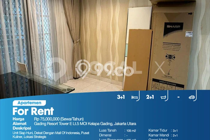 Ada Unit Hunian Hemat Disewa di Kelapa Gading, Jakarta Utara 3 BR Ada Unit Hunian Hemat Disewa di Kelapa Gading, Jakarta Utara 3 BR